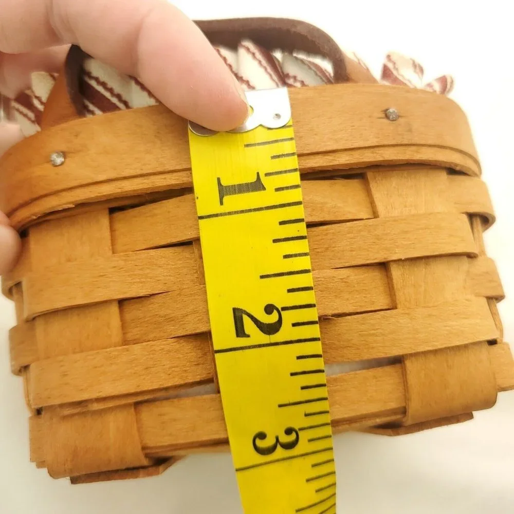 Longaberger Brown Leather Double Handle And Liner Handwoven Picnic Basket